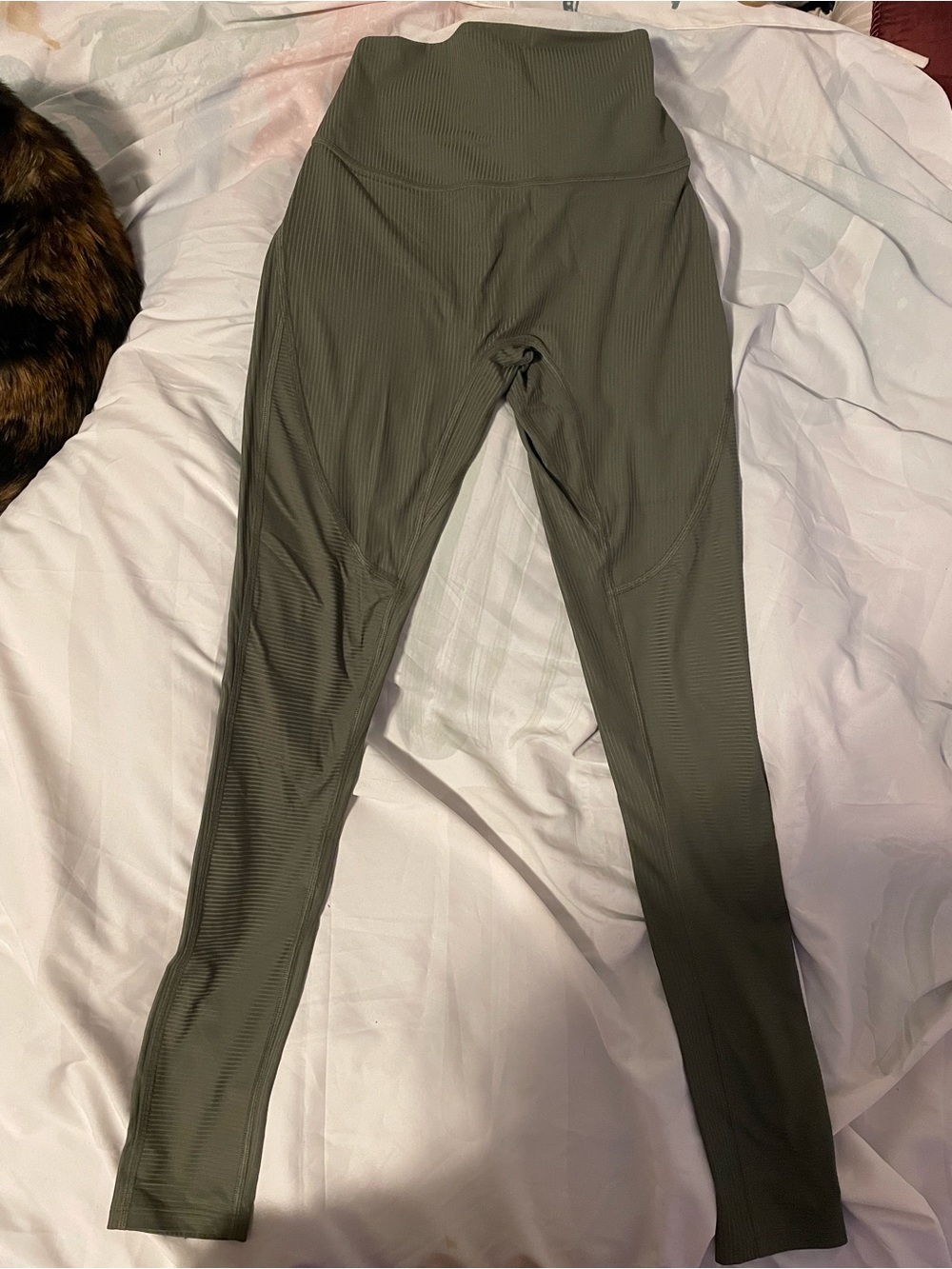 Gymshark Olive Green Ribbed High-Rise Leggings